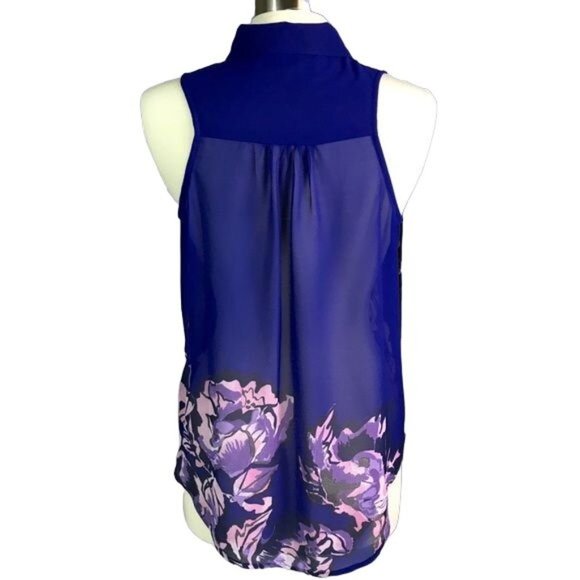 Guess Sheer sleeveless button up floral print M - Picture 3 of 7